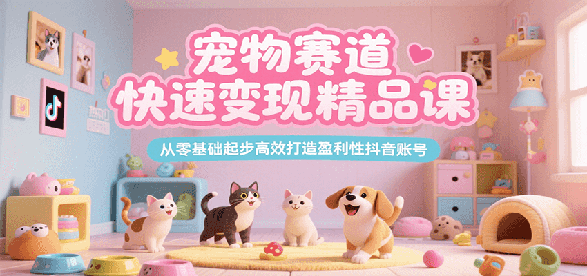 宠物赛道快速变现精品课，从零基础起步高效打造盈利性抖音账号-财阁