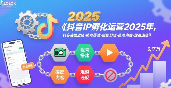 抖音IP孵化运营2025年，抖音底层逻辑-账号搭建-摄影剪辑-账号内容-规避违规-财阁