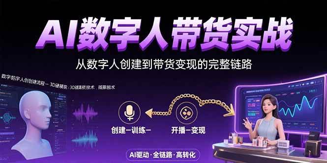 （15548期）AI数字人+带货实战：从数字人创建到带货变现的完整链路-财阁