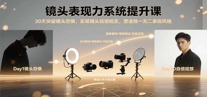 镜头表现力系统提升课，30天突破镜头恐惧实现自信蜕变，塑造独一无二表现风格-财阁