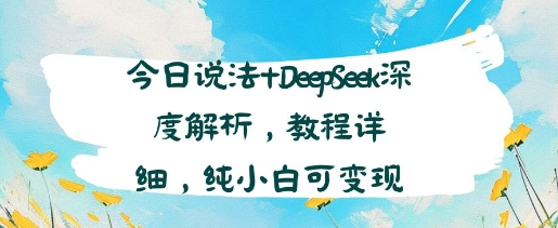 今日说法+DeepSeek深度解析，教程详细，纯小白可变现-财阁