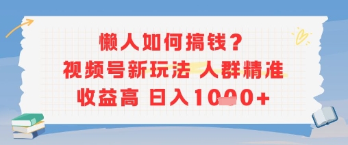 懒人如何搞钱？视频号新玩法，人群精准收益高，日入多张-财阁