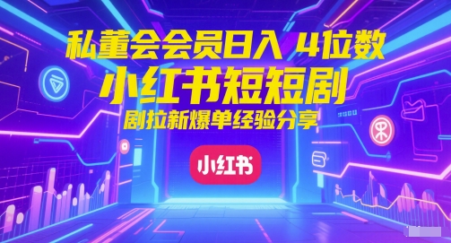 私董会会员日入4位数小红书红果短剧拉新爆单经验分享-财阁