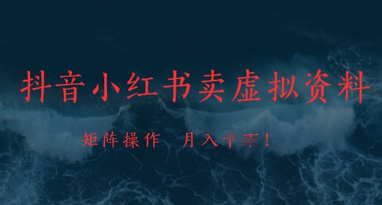 抖音小红书卖虚拟资料，市场需求一直存在，矩阵操作，月入1w+-财阁