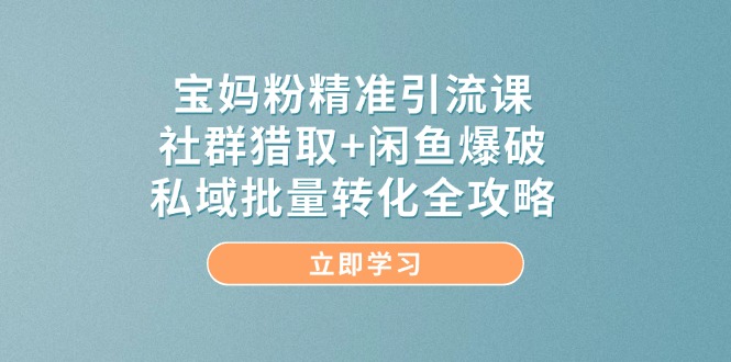 （14820期）宝妈粉精准引流课，社群猎取+闲鱼爆破，私域批量转化全攻略-财阁