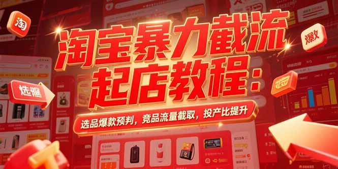（15468期）淘宝暴力截流起店教程：选品爆款预判，竞品流量截取，投产比提升-财阁