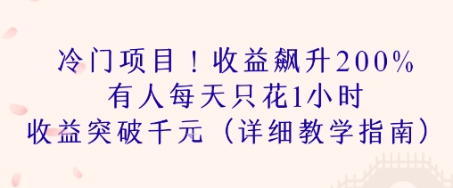 冷门项目！收益飙升200% 有人每天只花1小时 收益突破1k(详细教学指南)-财阁