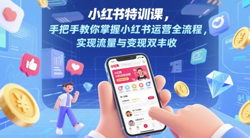 小红书特训课，手把手教你掌握小红书运营全流程，实现流量与变现双丰收-财阁