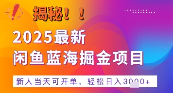 2025最新闲鱼蓝海掘金项目，新人当天可开单，轻松日入多张+的保姆级教程-财阁
