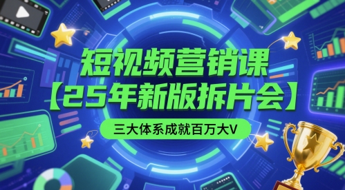 短视频营销课【25年新版拆片会】三大体系成就百万大V，包含正课、拆片会、手把手教学直播课等-财阁
