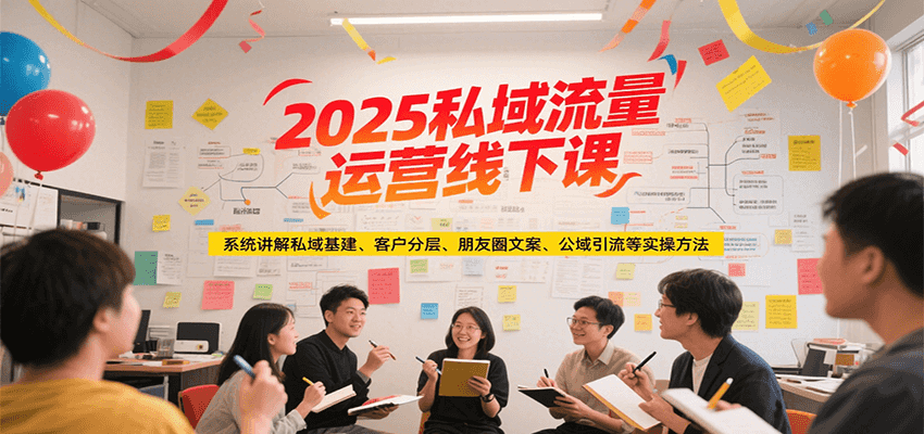 2025私域流量运营线下课，系统讲解私域基建/客户分层/朋友圈文案/公域引流等实操方法-财阁