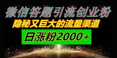 微信答题引流创业粉，隐秘又巨大的流量渠道一小时引流200人，日涨粉2000+-财阁