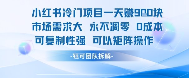 小红书冷门项目一天收益9张，市场需求大，0成本，可复制性强可以矩阵操作-财阁