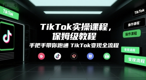 TikTok实操课程，保姆级教程，手把手带你跑通TikTok变现全流程-财阁