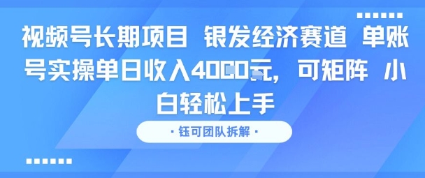 视频号长期项目 银发经济赛道 单账号实操单日收入1k，可矩阵 小白轻松上手-财阁