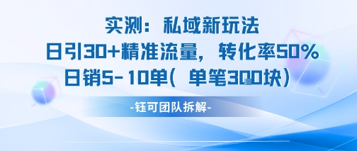 实测私域新玩法日引30加精准流量转化率50%日销5-10单每笔3张-财阁