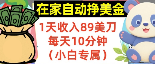 在家自动挣美金，1天收入89刀，每天10分钟，小白专属，长期的被动收入-财阁
