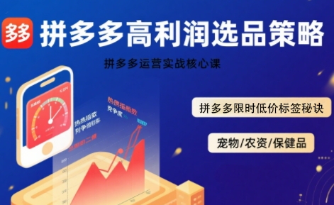 拼多多选品暴利技术实战课，拼多多高利润选品策略，拼多多限时低价标签秘诀-财阁