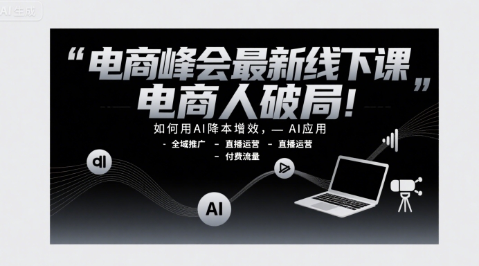 电商峰会最新线下课，电商人破局，如何用AI降本增效，AI应用-全域推广-直播运营-付费流量-财阁