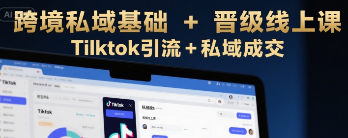 跨境私域基础+晋级线上课，Tilktok引流+私域成交-财阁