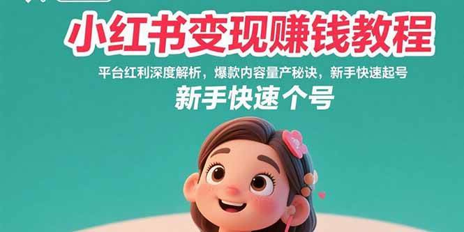 （15559期）小红书变现赚钱教程：平台红利深度解析，爆款内容量产秘诀，新手快速起号-财阁