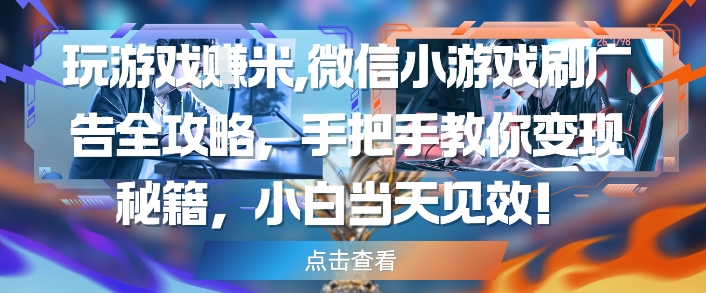 玩游戏挣米，微信小游戏刷广告全攻略，手把手教你变现秘籍，小白当天见效-财阁