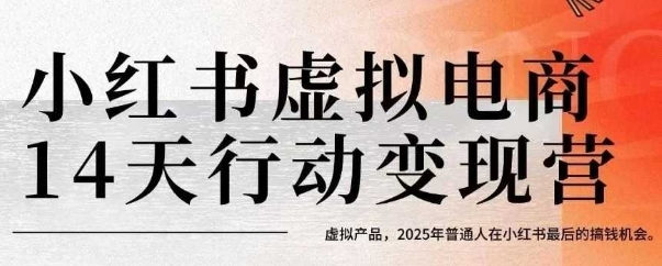 小红书虚拟电商14天变现训练营，虚拟产品，2025年普通人在小红书最后的搞钱机会-财阁