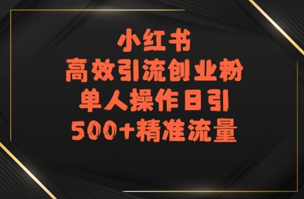 小红书高效引流创业粉，单人操作日引500+精准流量-财阁