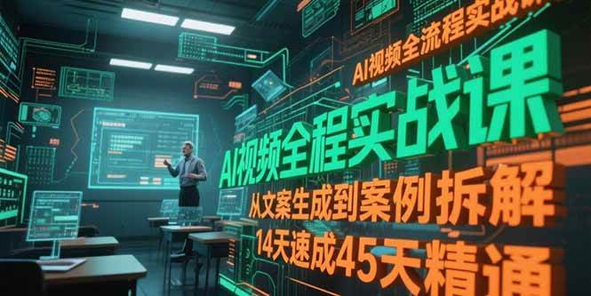 （15172期）AI视频全流程实战课，从文案生成到案例拆解，14天速成45天精通-财阁