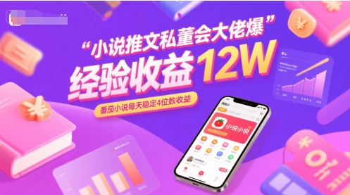 小说推文私董会大佬爆单经验分享收益12W，番茄小说每天稳定4位数收益-财阁