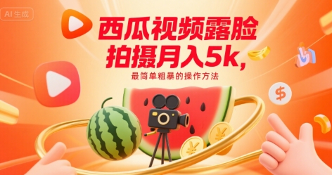 西瓜视频露脸拍摄月入5k，最简单粗暴的操作方法-财阁