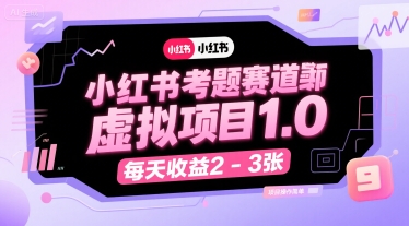小红书考题赛道虚拟项目1.0，项目操作简单，每天收益2-3张-财阁