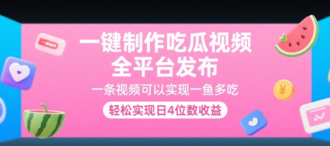一键制作吃瓜视频，全平台发布，一条视频可以实现一鱼多吃，轻松实现日4位数收益【揭秘】-财阁