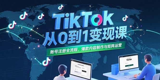 （15346期）TikTok从0到1变现课，账号注册全流程，爆款内容制作与矩阵运营-财阁