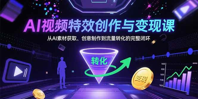（15587期）AI视频特效创作与变现课：从AI素材获取、创意制作到流量转化的完整闭环-财阁