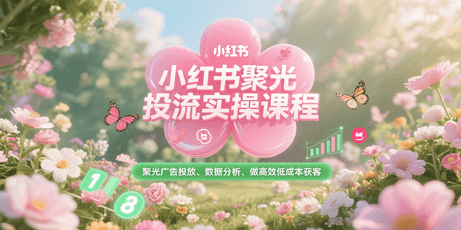 小红书聚光投流实操课程，聚光广告投放、数据分析、做高效低成本获客-财阁