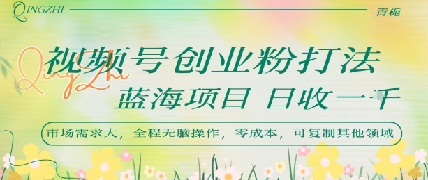 视频号创业粉打法，日入1k，蓝海项目，市场需求大，全程无脑操作，可复制-财阁