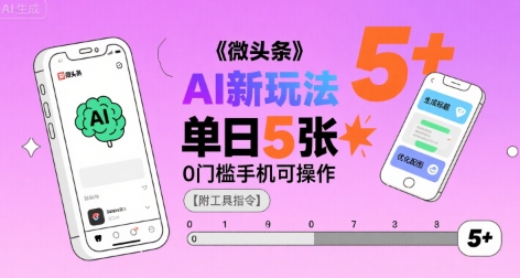 微头条AI新玩法，小白单日5张+，0门槛手机可操作【附工具指令】-财阁