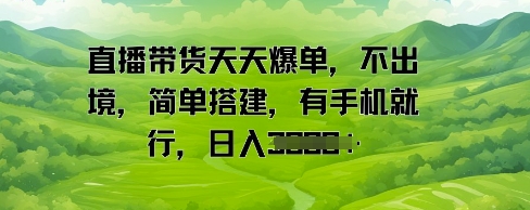 直播带货天天爆单，不出境，简单搭建，有手机就行，日入多张-财阁