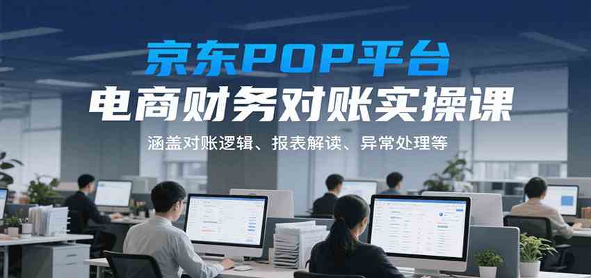 京东POP平台电商财务对账实操课，涵盖对账逻辑、报表解读、异常处理等-财阁