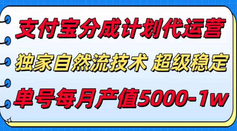 支付宝分成计划代运营，独家自然流技术，收益稳定，单号月产5000＋-财阁