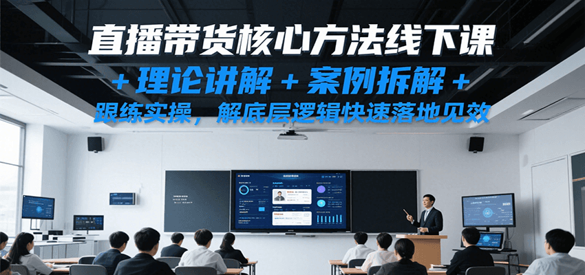 直播带货核心方法线下课，理论讲解+案例拆解+跟练实操，解底层逻辑快速落地见效-财阁