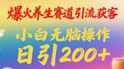 爆火养生赛道引流获客，小白无脑操作，日引200+-财阁