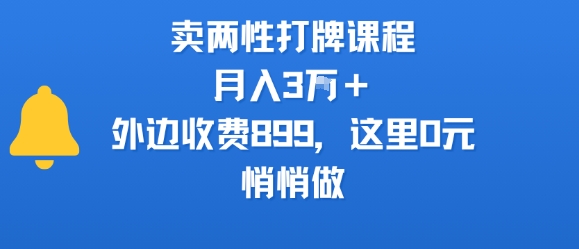 卖两性打牌课程，月入3W+外边收费899的课程，这里0元，悄悄做-财阁