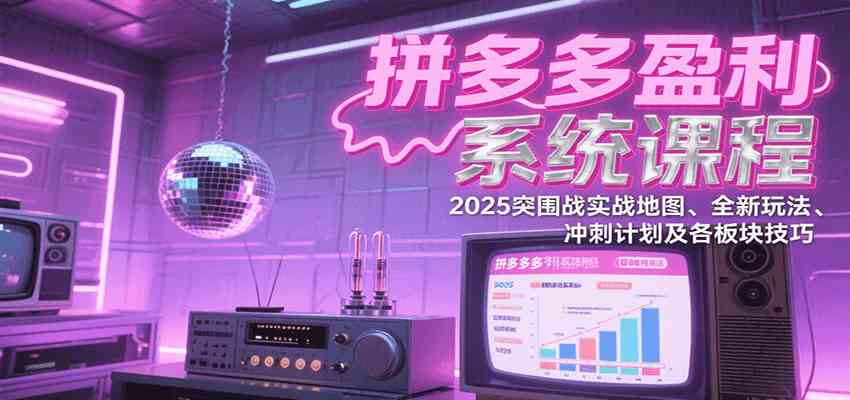拼多多盈利系统课程：2025突围战实战地图、全新玩法、冲刺计划及各板块技巧-财阁
