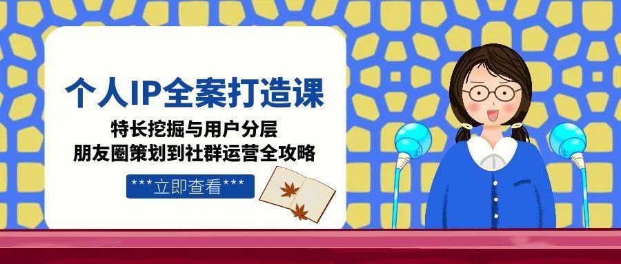 个人IP全案打造课，特长挖掘与用户分层，朋友圈策划到社群运营全攻略-财阁