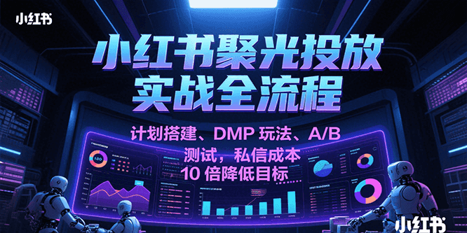 小红书聚光投放实战全流程，计划搭建、DMP玩法、A/B测试，私信成本10倍降低目标-财阁