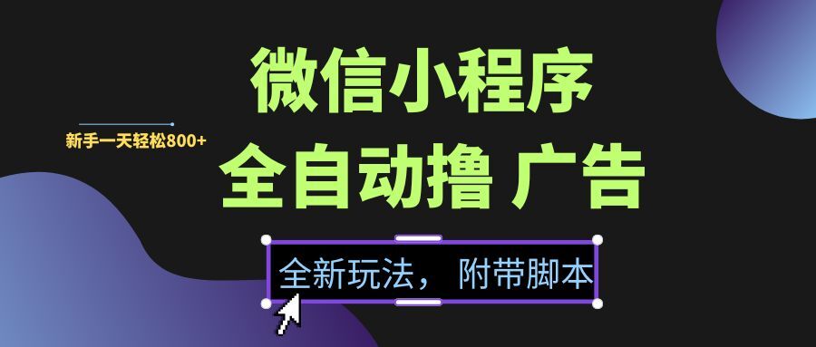 （15134期）微信小程序挂机撸广告，全新玩法，新手一天轻松800+【附带脚本】-财阁