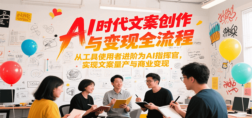 AI时代文案创作与变现全流程，从工具使用者进阶为AI指挥官，实现文案量产与商业变现-财阁