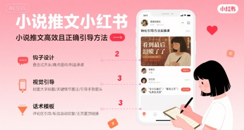 小说推文小红书高转化引导方法实操课，小说推文高效且正确引导方法-财阁